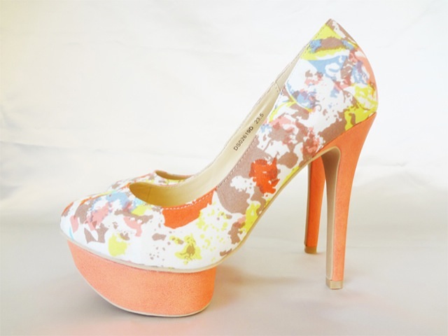 042・コーラルオレンジ系花柄パン