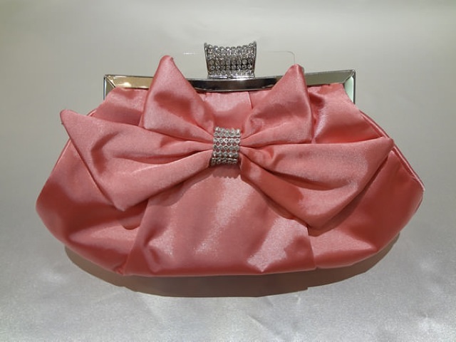 034・コーラルピンク大きめリボン