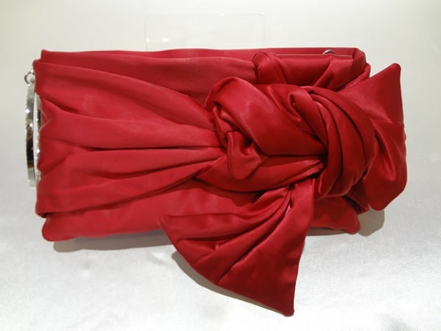 036・赤リボン結びクラッチ (レッ