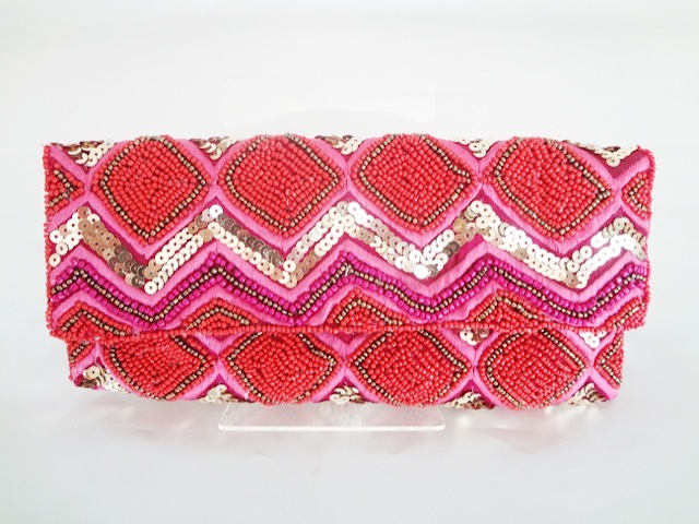 108・ビーズ刺繍レッド系エスニッ