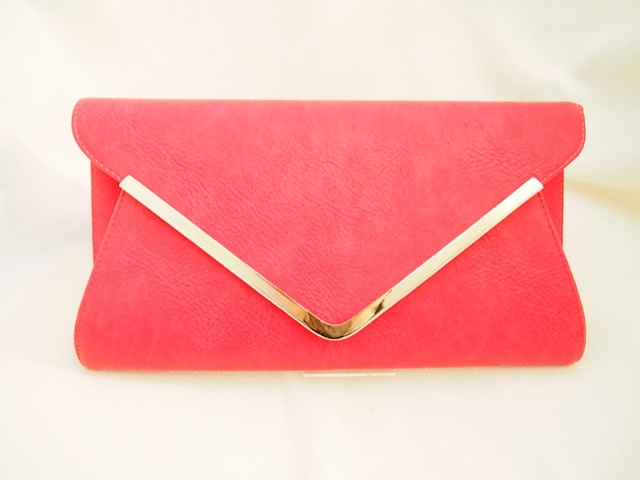 133・ピンクレザークラッチバッグ 
