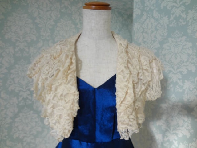 021・ベージュ全レース柄ボレロ (