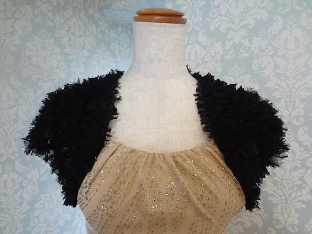 024・黒全レースシフォンボレロ (