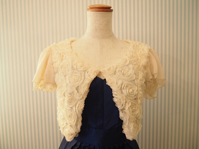 066・ローズ柄ボレロ (ベージュ ホ