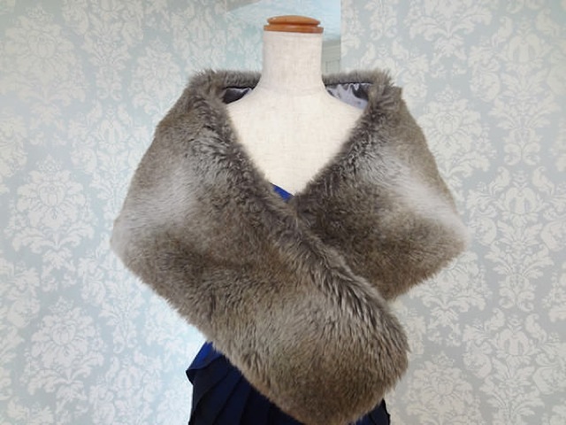 F017・グレーフェイクファー幅広フ