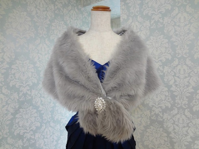 F023・ライトグレーフェイクファー