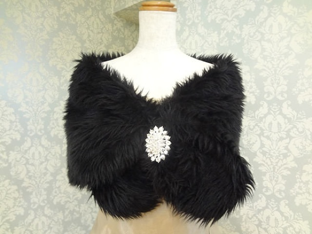 F024・ブラックフェイクファー幅広