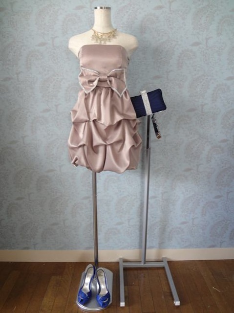 ココア系ベージュドレス ドレス134