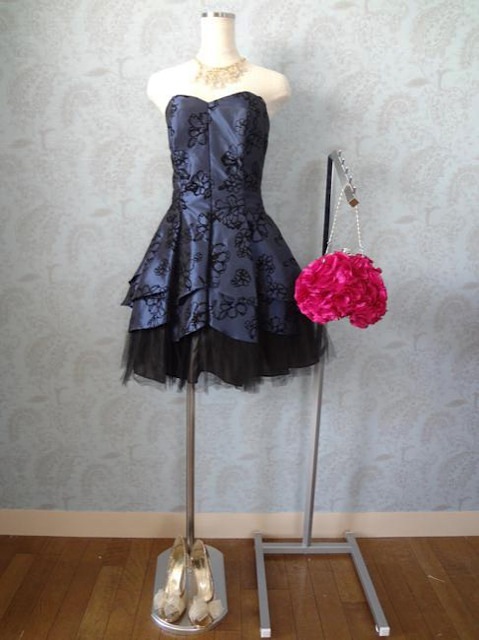 刺繍入りドレス 刺繍入り (ブルー 