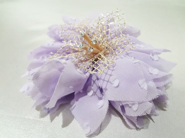 010・パープル中央スワロ付きお花