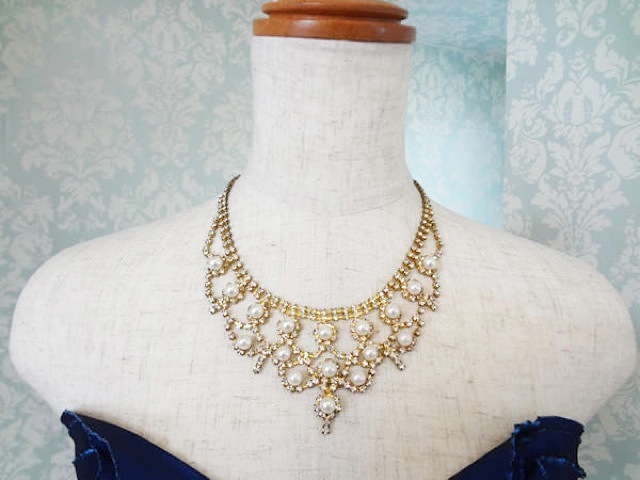 ゴージャスゴールドパールネックレ