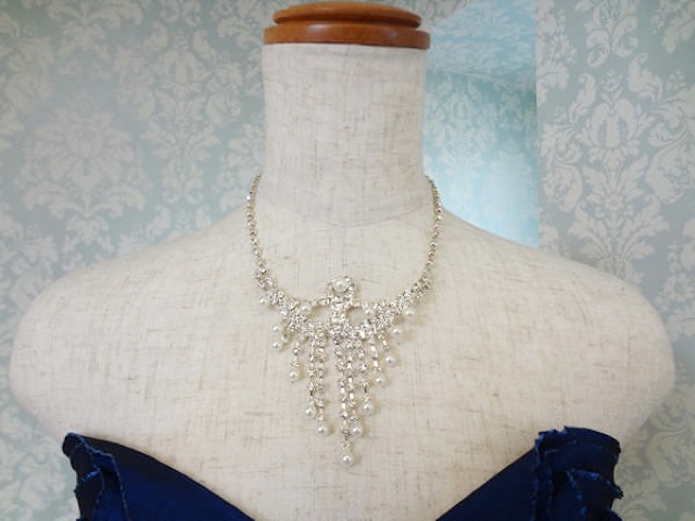 ゴージャスシルバーパールネックレ