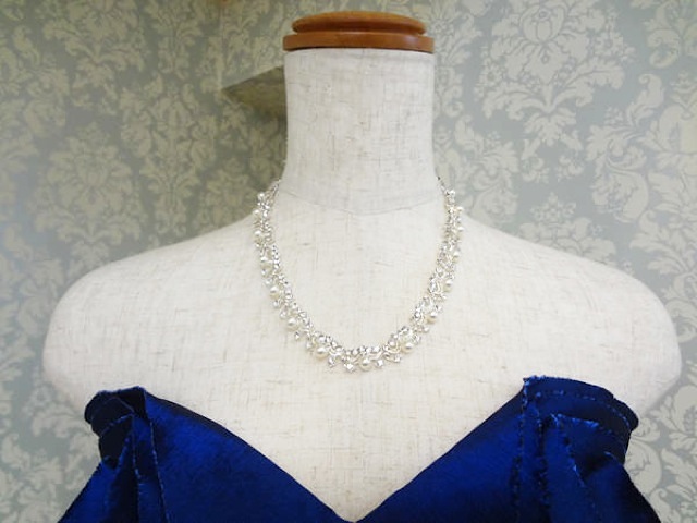 シルバーパールネックレス063 (シ