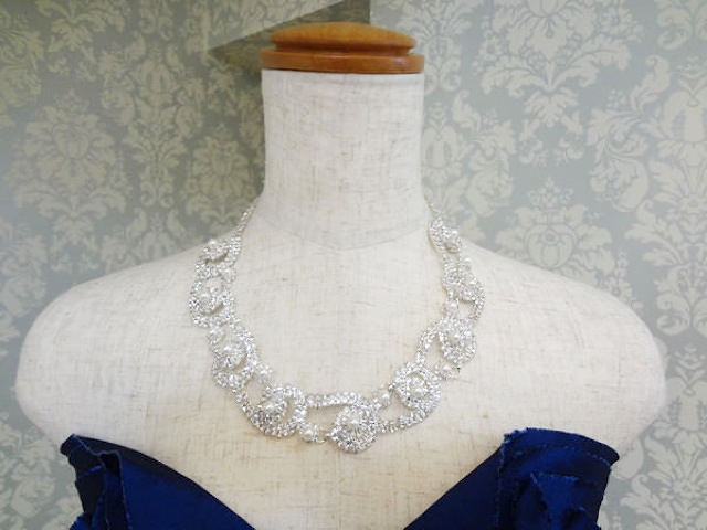 シルバー波型ネックレス076 (ブル