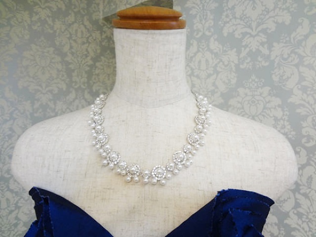 パール＆シルバーネックレス078 (