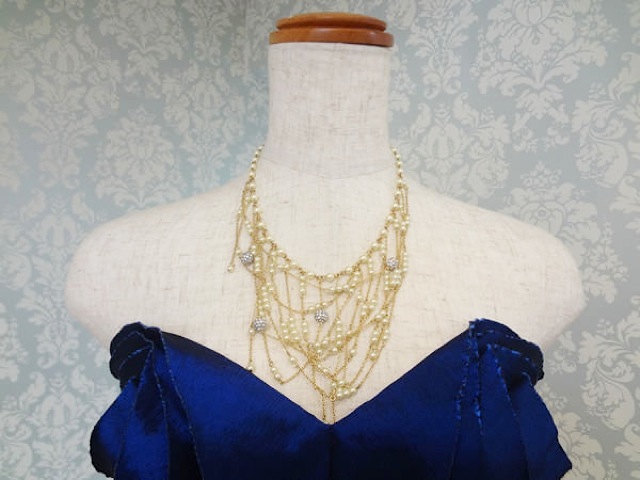 ゴールドビジューネックレス090 (