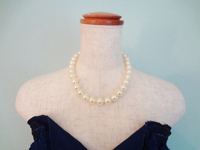 大粒パールネックレス107 (シルバ