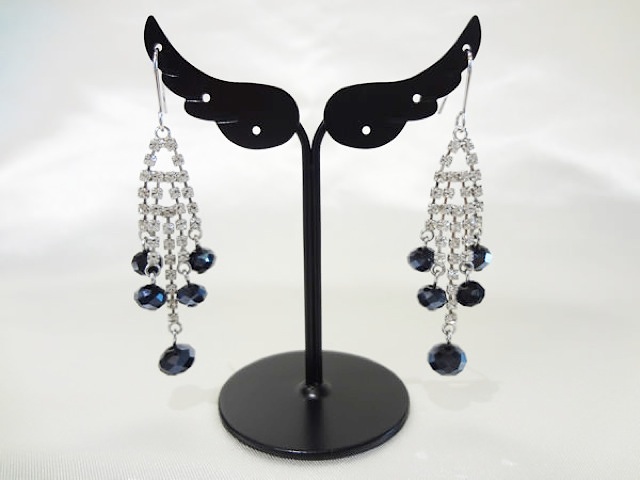 ピアス009シルバー＆ブルーすだれ 