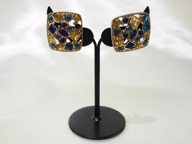 ピアス051イエロー＆ブルーストー