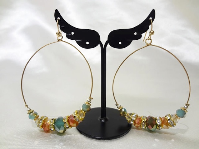 ピアス068ゴールド大型ラウンド＆