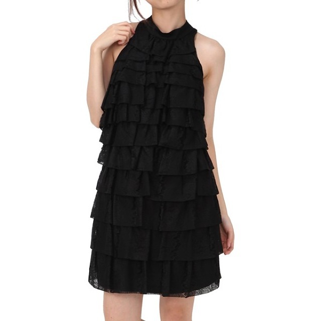 フロントフリル ミニドレス (ブラ