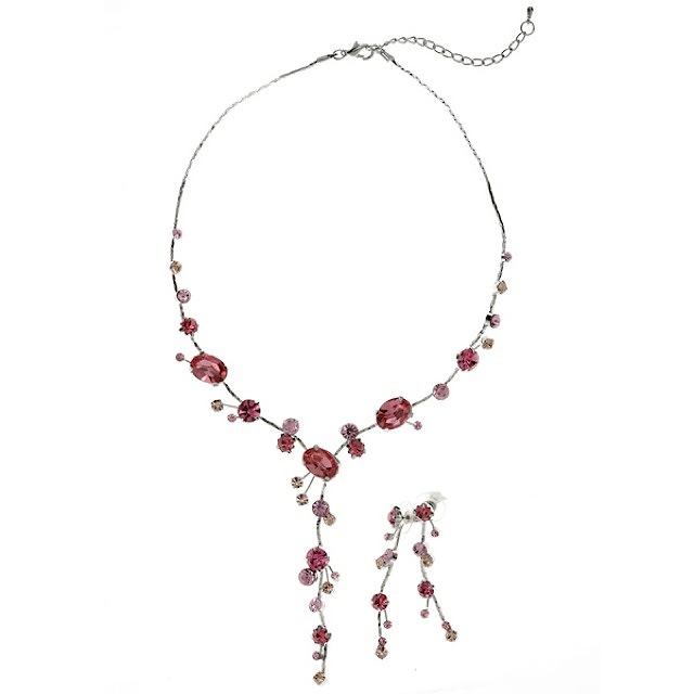 ネックレス＆ピアスセット (ピンク