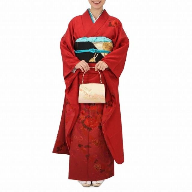 同系色花柄振袖  (レッド) L 