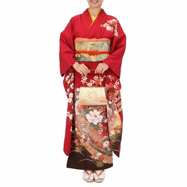 大花柄振袖  (レッド) M 
