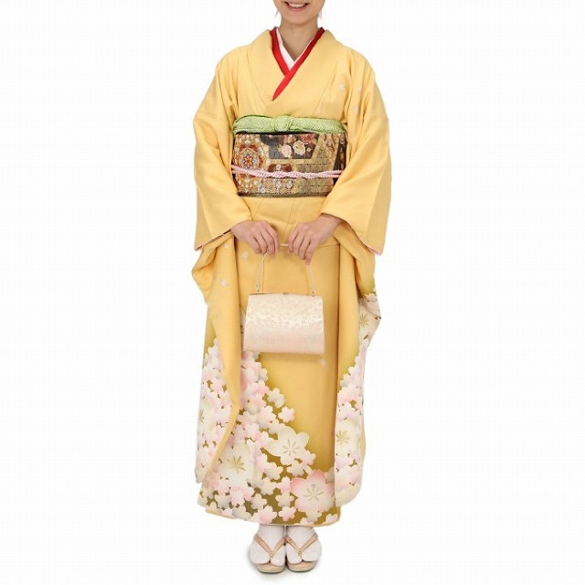 桜柄振袖   (イエロー) M 