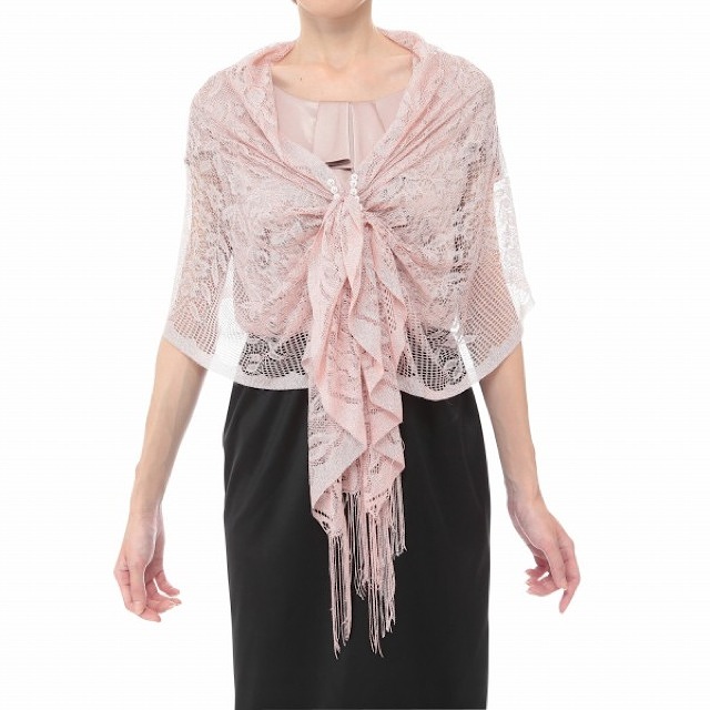 パール付き ラメ ストール (ピンク