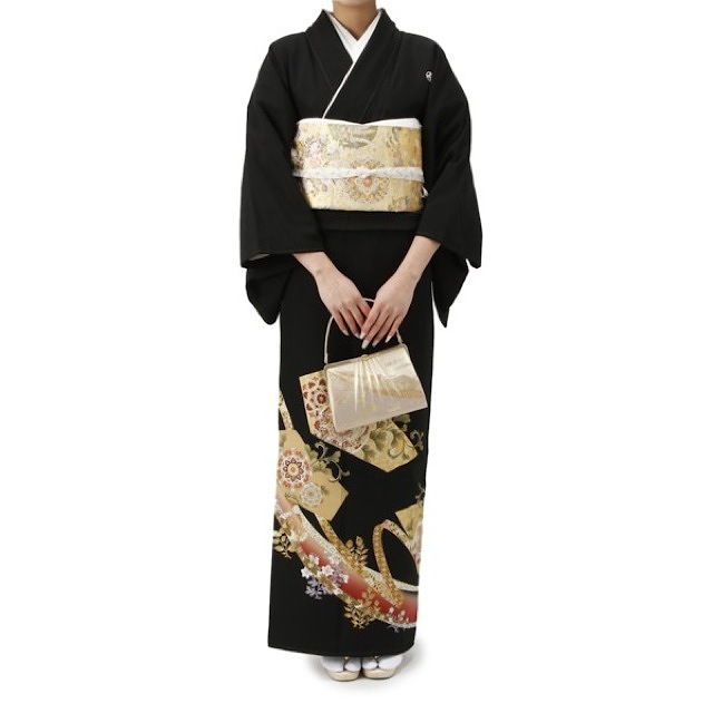 花リボン柄留袖セット (ブラック) 