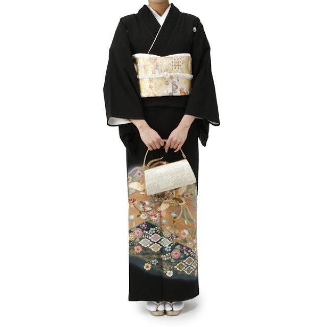 鳥柄留袖セット (ブラック) L 