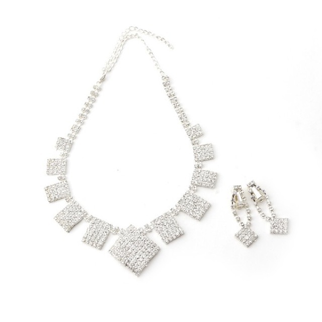 スクエア ネックレス＆イヤリング 