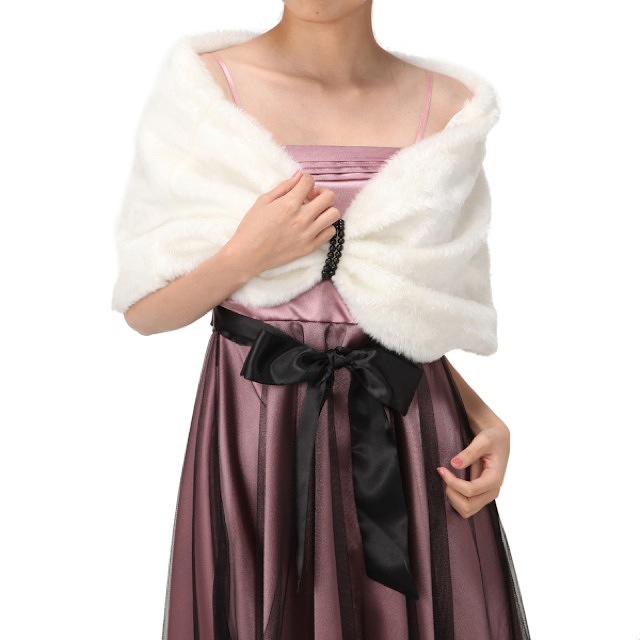 パール付き ラメ ストール (ベージ